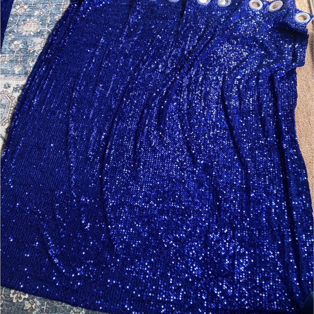 BLUE sequin curtains TOW piece SiZE WIDTH 148cm/Length 133CM